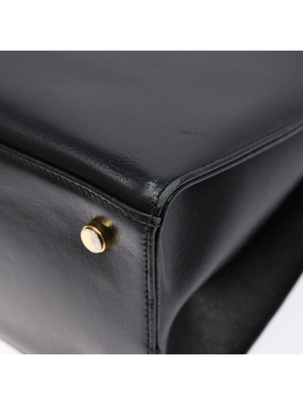 Authentic Salvatore Ferragamo Gancini Shoulder Bag Leather Black Gold - Picture 2 of 16